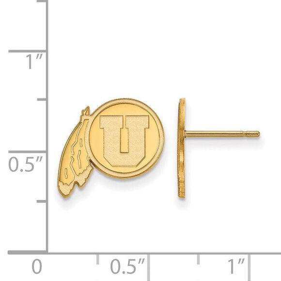 14k Gold Plated Silver University of Utah Small Post Earrings - Picture 2 of 3